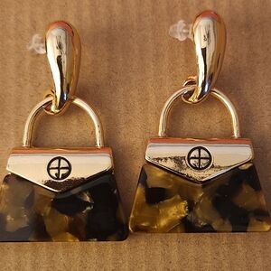 Gold and Brown Tortoiseshell Handbag Earrings